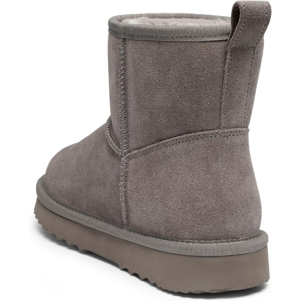 Women's Genuine Suede Boots Warm Fuzzy Boots Snow Boots with Fur Lined Grey - Picture 4 of 6